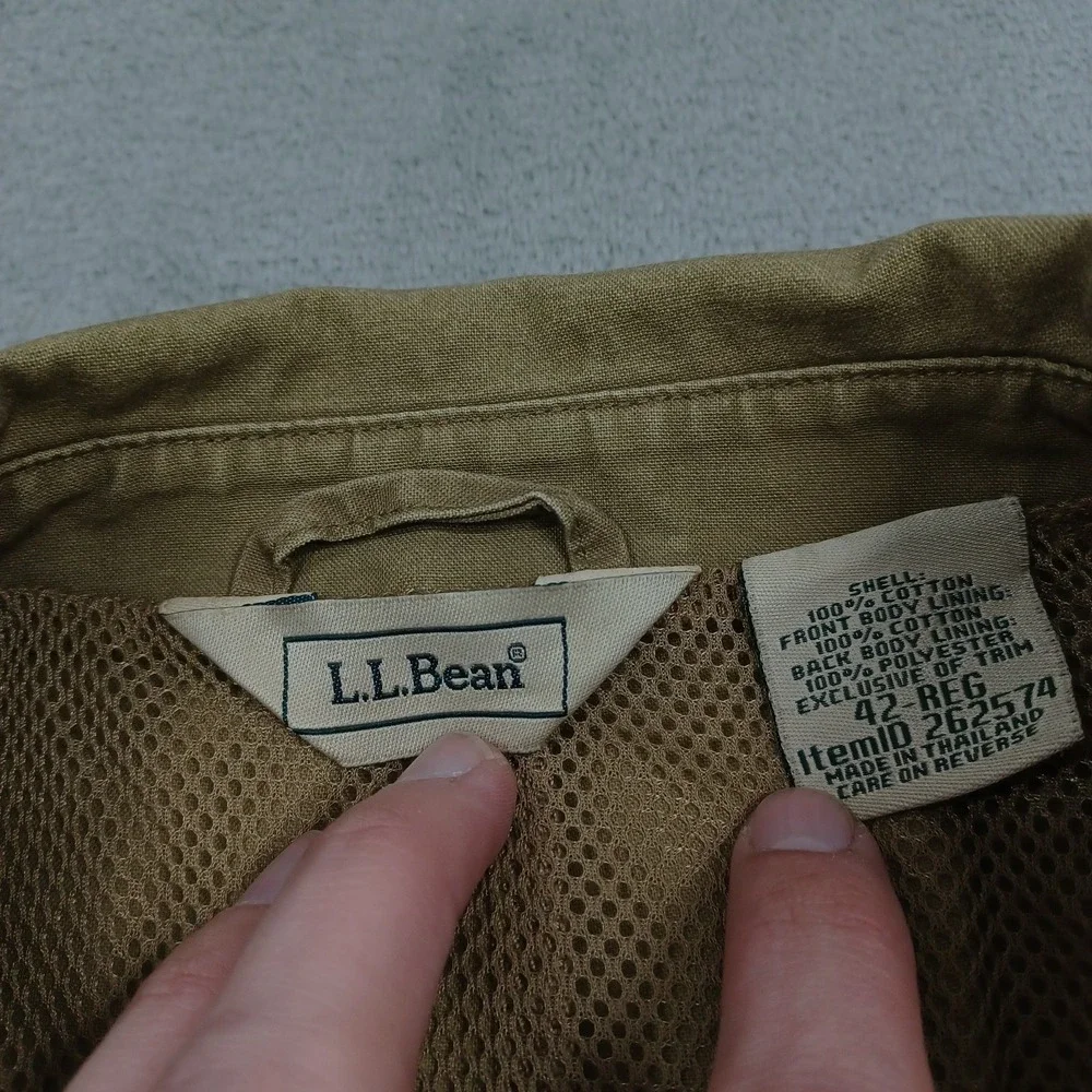 LL Bean Coat Mens 42 Brown Outdoor Hunting Pockets Casual Safari